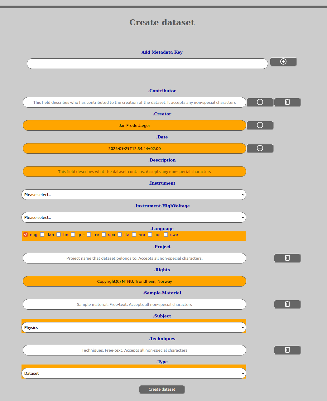 Create Dataset Metadata