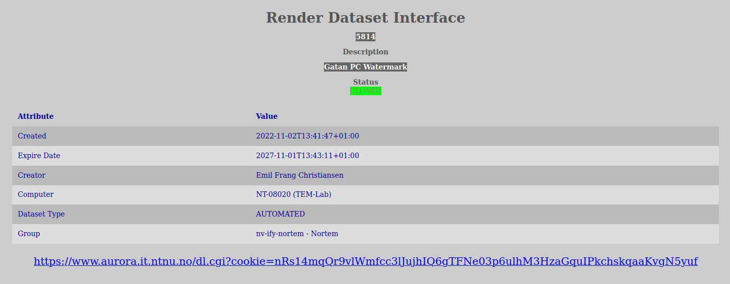 Manage Datasets Interface Render Result