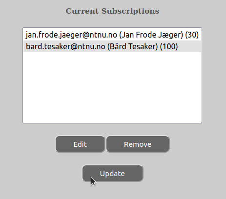 Subscription update