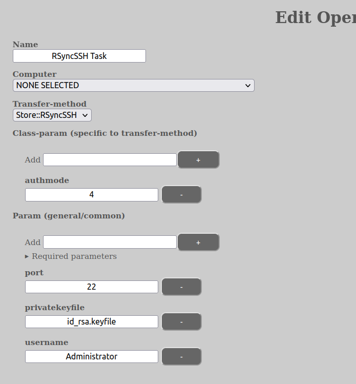 Edit Task - Operation View